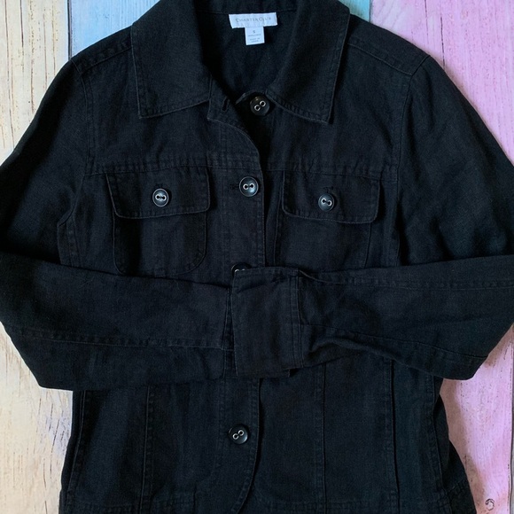 Charter Club Black 100% linen Jacket with Classic Design - Picture 4 of 7